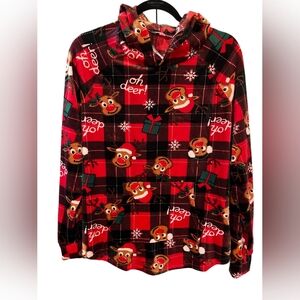 NOBO No Boundaries Rudolph plaid Christmas fleece Junior's sz XXL 19